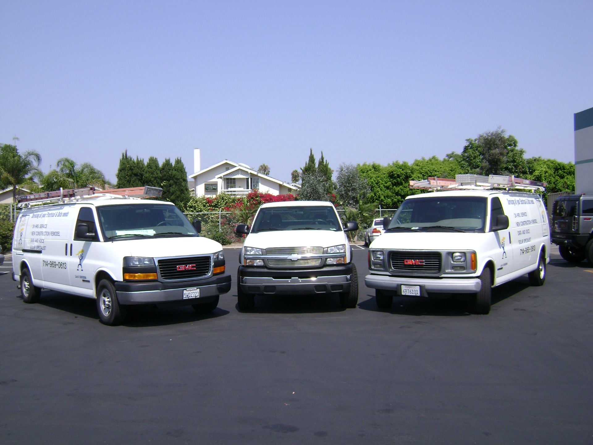 West Coast Power and Lighting service vans ready for residential and commercial electrical calls